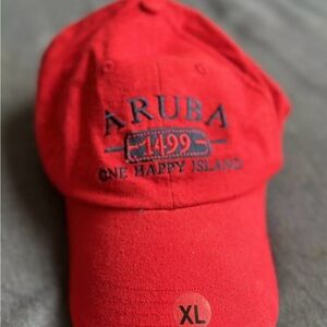 Aruba 1499 One Happy Island Red Baseball Cap Hat For Summer/Beach Size XL